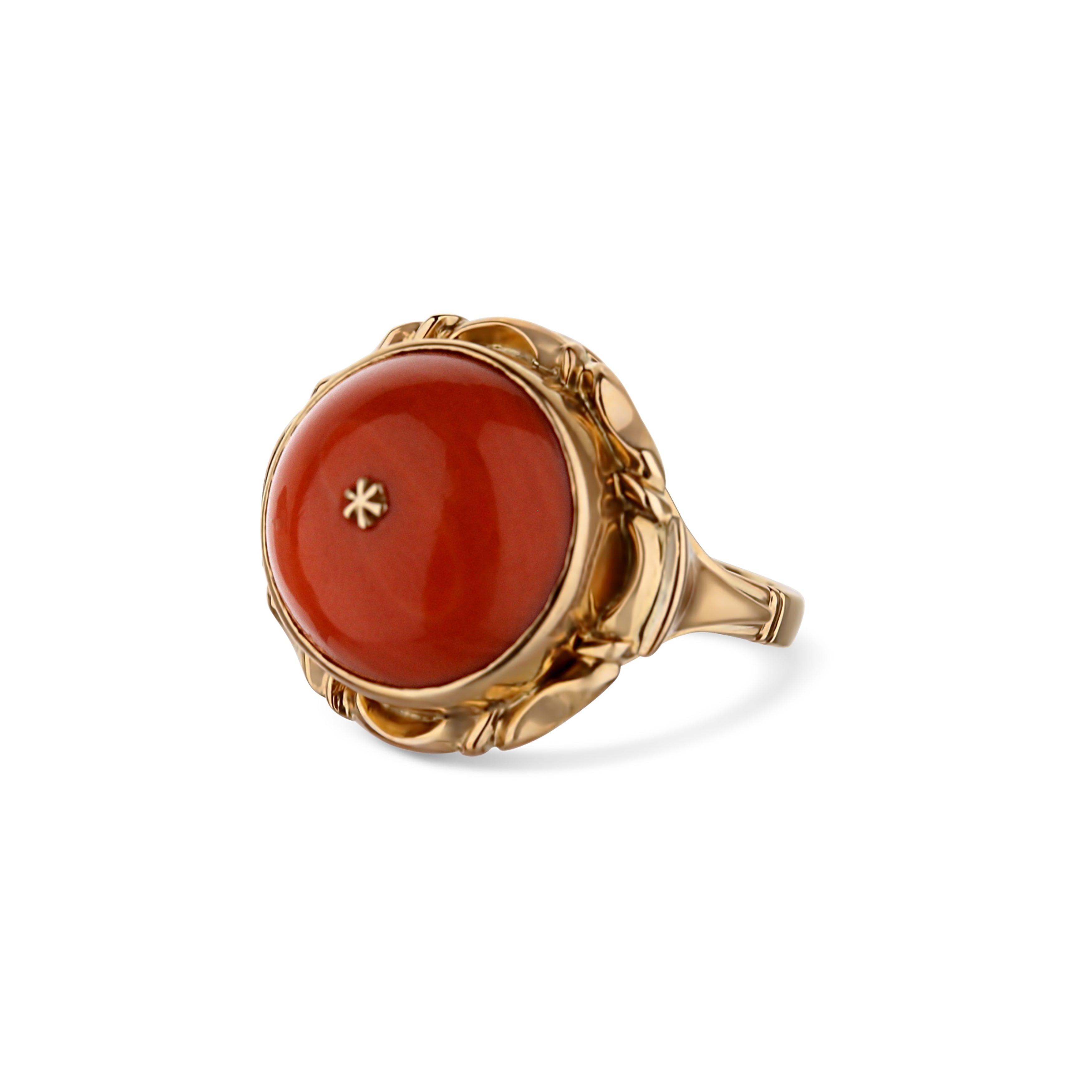 Victorian Style Coral Domed Cab Ring