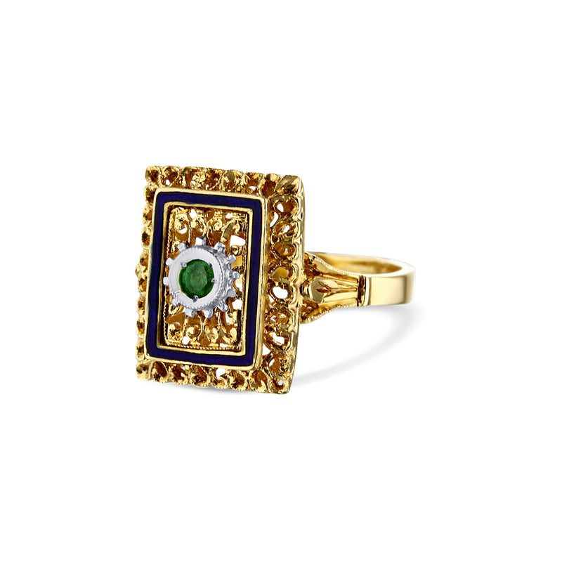 18K Yellow Gold And Emerald Antique Ring