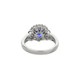 18K White Gold Blue Sapphire Ring With Split Shank And Halo