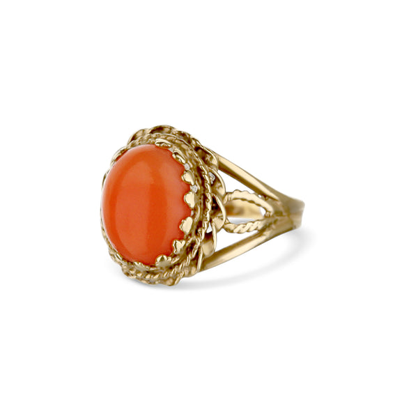 Oval Coral Cab Ring
