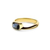 14K Yellow Gold Bezel Set 1.25Ct Blue Sapphire Modern Solitaire Off-Set Ring