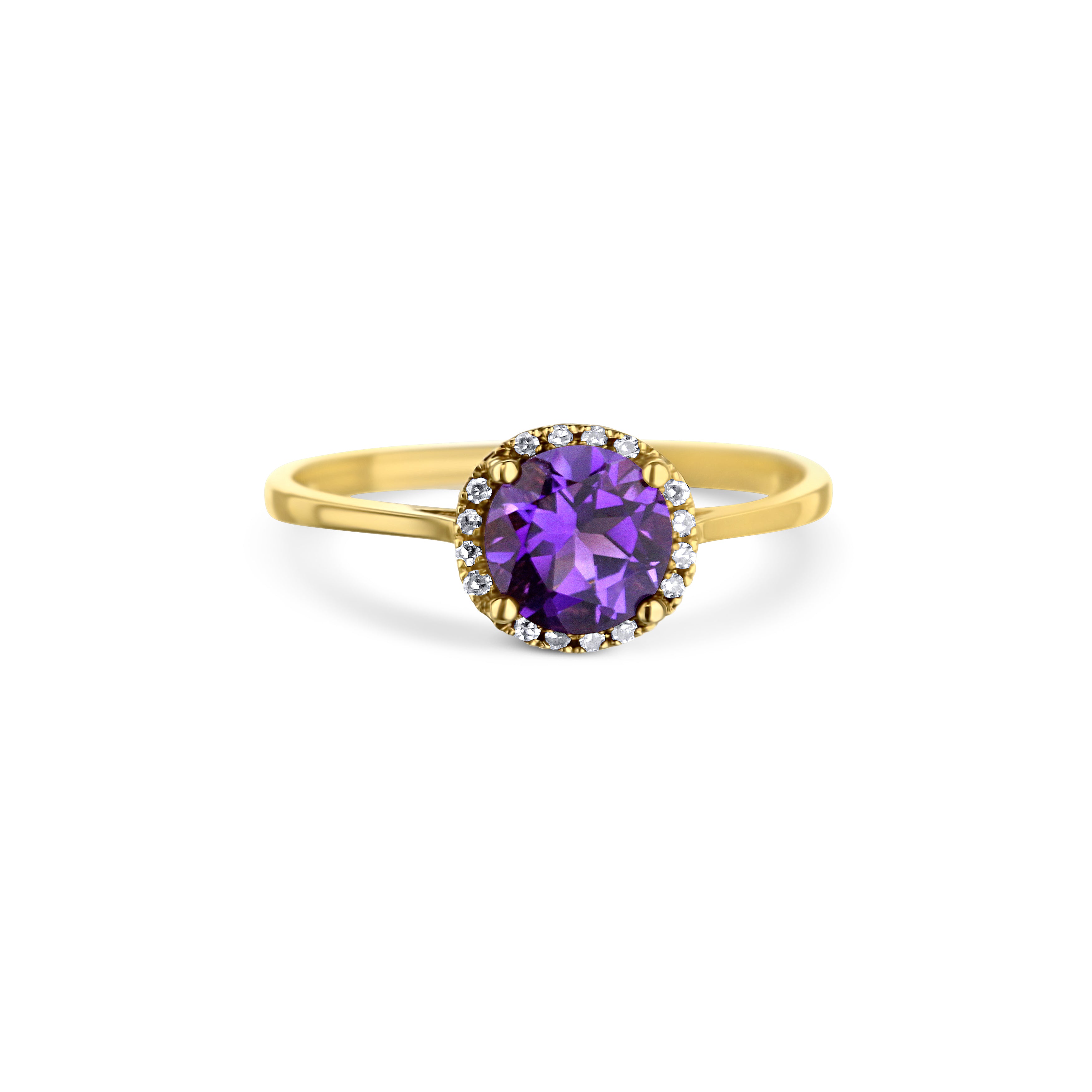 14k 2024 gold ring with amethyst and diamond colored stones