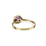 14K Yellow Gold Amethyst Center Stone With Diamond Halo Ring