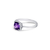 14K White Gold Amethyst Cushion Cut Halo Ring