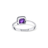 14K White Gold Amethyst Cushion Cut Halo Ring