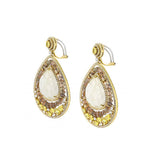 18K Yellow Gold Yellow Sapphire And Chocolate Spinel Earrings