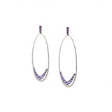 18K White Gold Diamond And Purple Amethyst Oval Drop Earrings