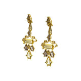 18K Yellow Gold Ornate Citrine & Diamond Chandelier Earrings
