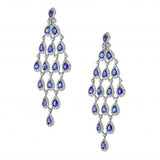 18K White Gold Sapphire & Diamond Chandelier Earrings