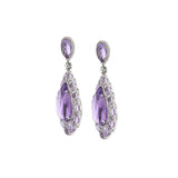 14K White Gold Purple Amethyst And Diamond Pear-Shape Dangle Earrings