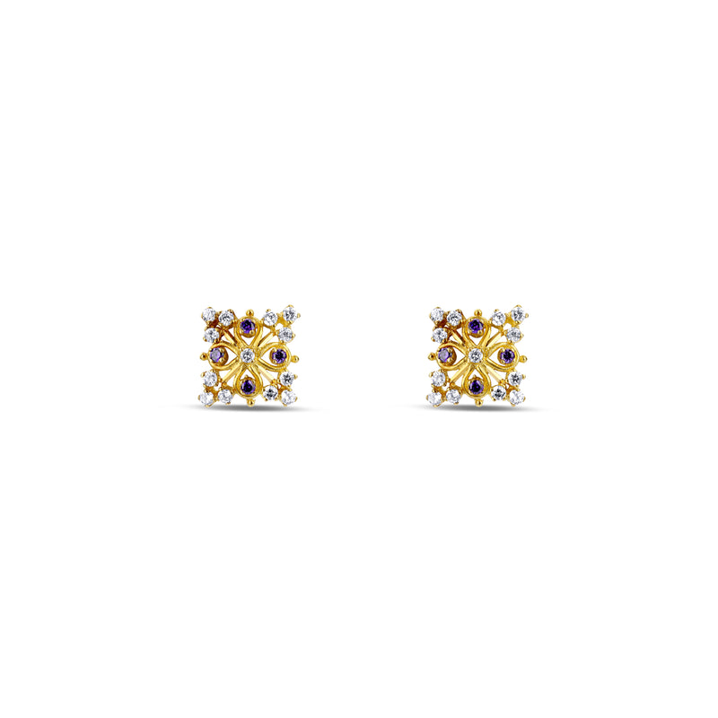 Amethyst And Diamond Stud Earrings