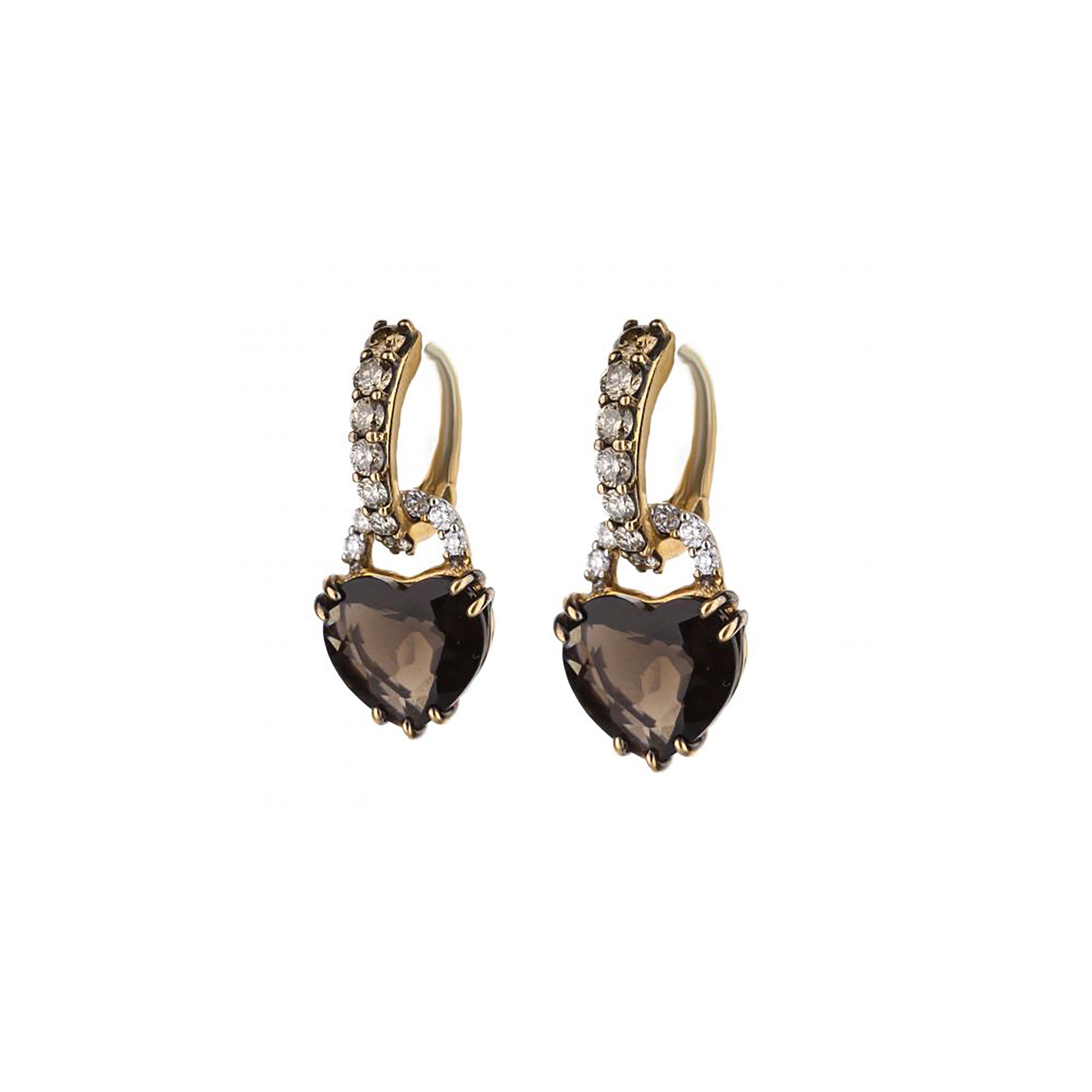 18K Rose Gold Quartz Heart Drop Earrings