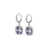 18K White Gold Sapphire Diamond Drop Earrings