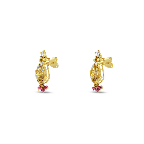 22K Gold Indian Inspired Diamond Earrings