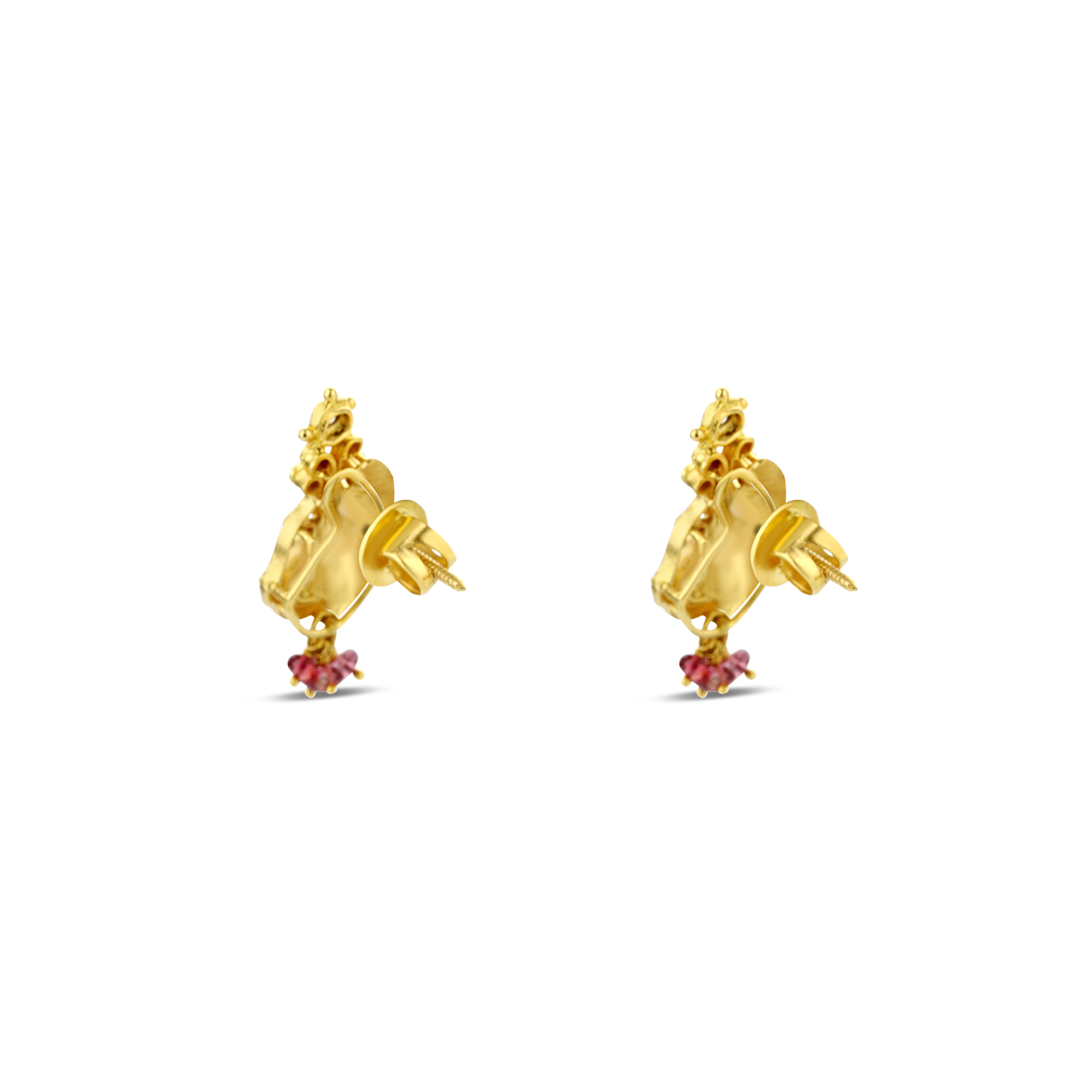 22K Gold Indian Inspired Diamond Earrings