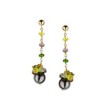 Marya Dabrowski 18K Gold Dangle Earrings With Black Cultured Pearls