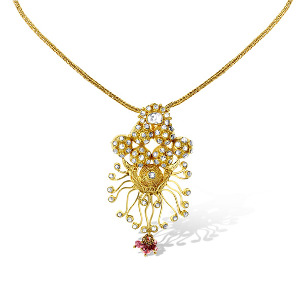 22K Gold Indian Inspired Diamond Necklace