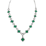 18K White Gold Emerald & Diamond Clover Necklace