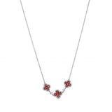 18K White Gold Ruby And Diamond 3 Flower Cluster Necklace