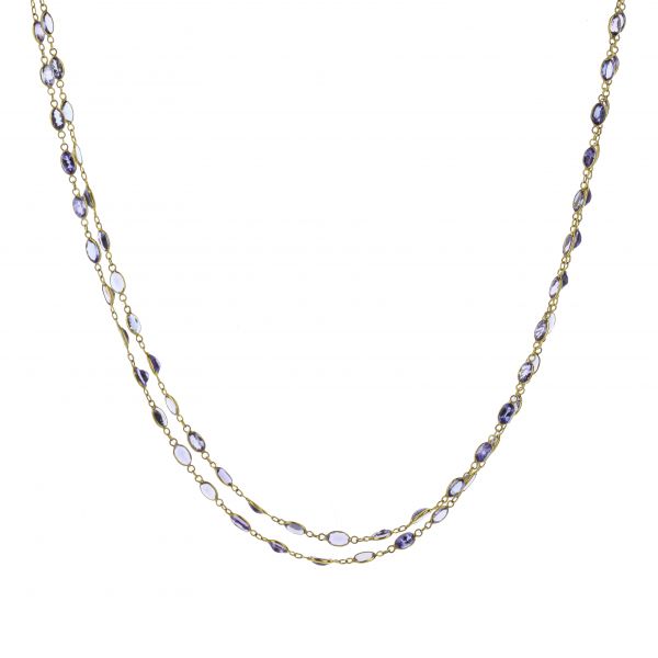 18K Yellow Gold 36" Oval Tanzanite Necklace