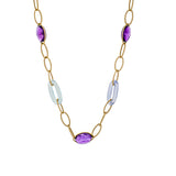 Oval Amethyst And Jade Link Station Necklace