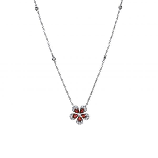 Ruby Gold Flower Necklace