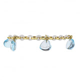 18K Yellow Gold And Ceramic Bracelet With 5 Topaz Hearts