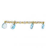 18K Yellow Gold And Ceramic Bracelet With 5 Topaz Hearts