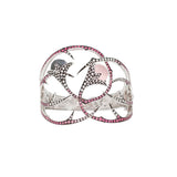 18K White Gold Diamond, Pink Sapphire, Hematite & Pink Tourmaline Thorn Bangle