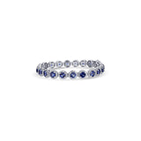 18K White Gold Blue Sapphire Round Halo Bracelet