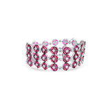 18K White Gold 3 Row Marquise Cut Ruby Diamond Bracelet