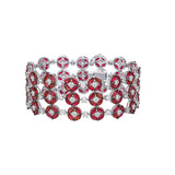 18K White Gold 3 Row Marquise Cut Ruby Diamond Bracelet