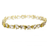 18K Yellow Gold Clear Quartz Tennis Bracelet