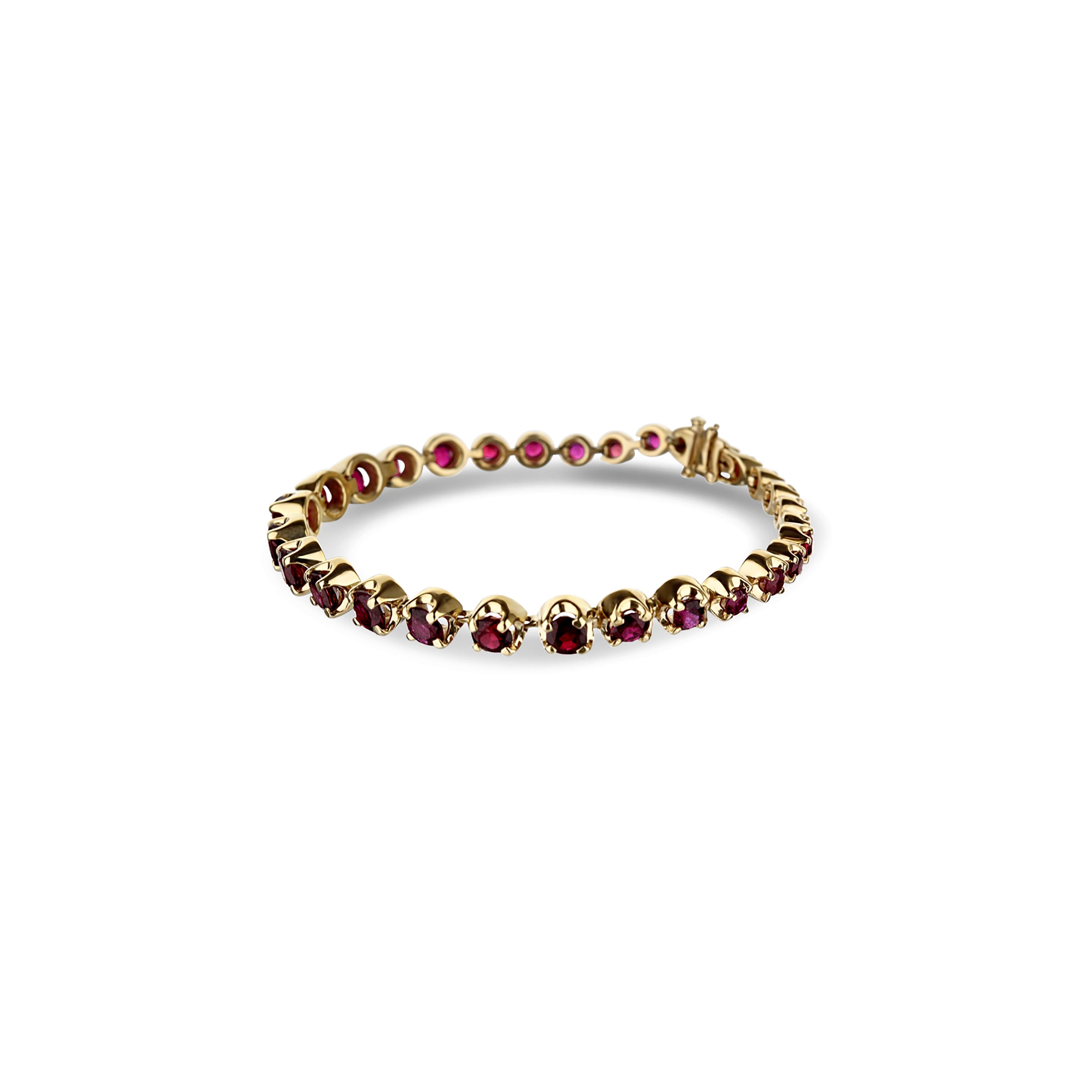 Diamond & Baguette Ruby Gemstone Tennis Bracelet in 14k Yellow Gold |  Jewelsmith