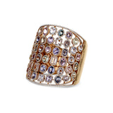 18K Rose Gold Multi-Colored Sapphire And Diamond Cuff Bracelet