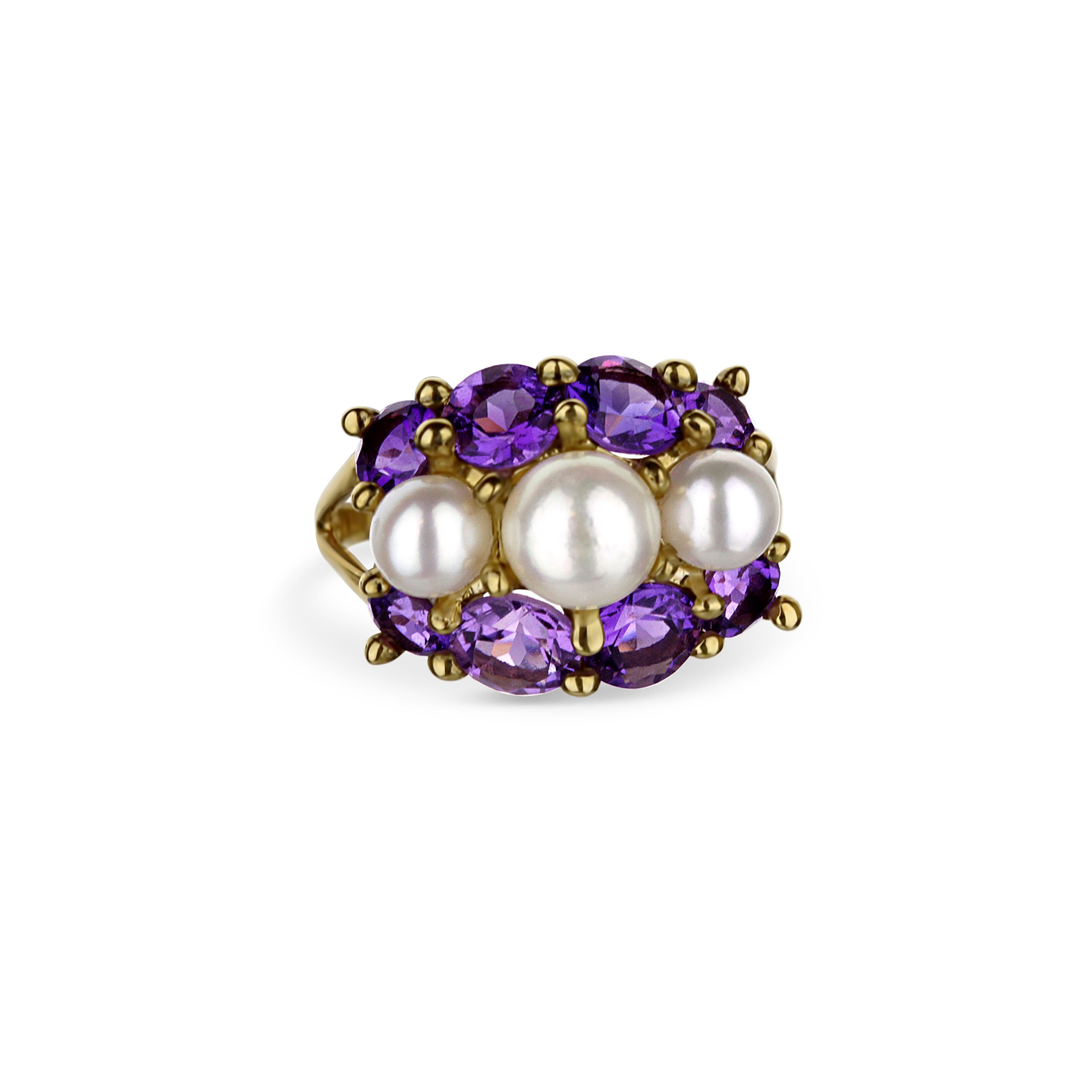 10K White Pearl and Purple Amethyst Ring