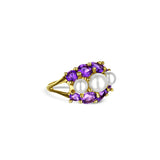 10K White Pearl And Purple Amethyst Ring
