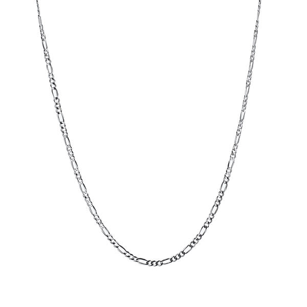 14K White Gold 18" Figaro Link Chain Necklace