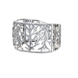 18K White Gold Round And Marquise Ivy Cuff Bracelet