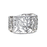 18K White Gold Round And Marquise Ivy Cuff Bracelet