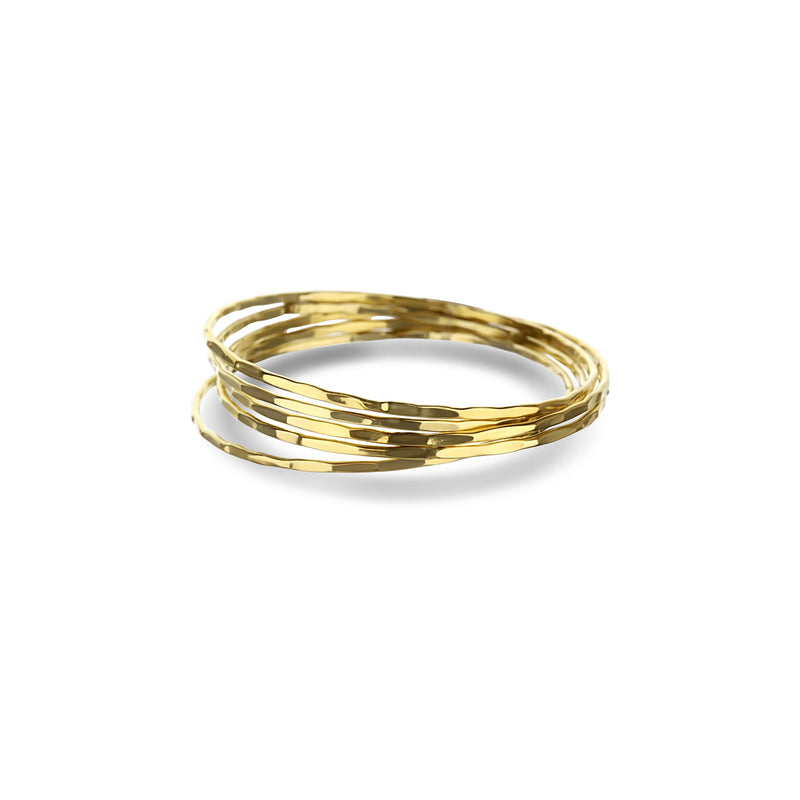 Set Of 5 Yellow Gold Bangle Stackable Bracelets