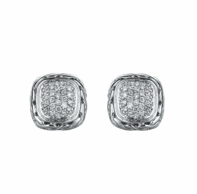 New John Hardy Diamond Pave Square Earrings