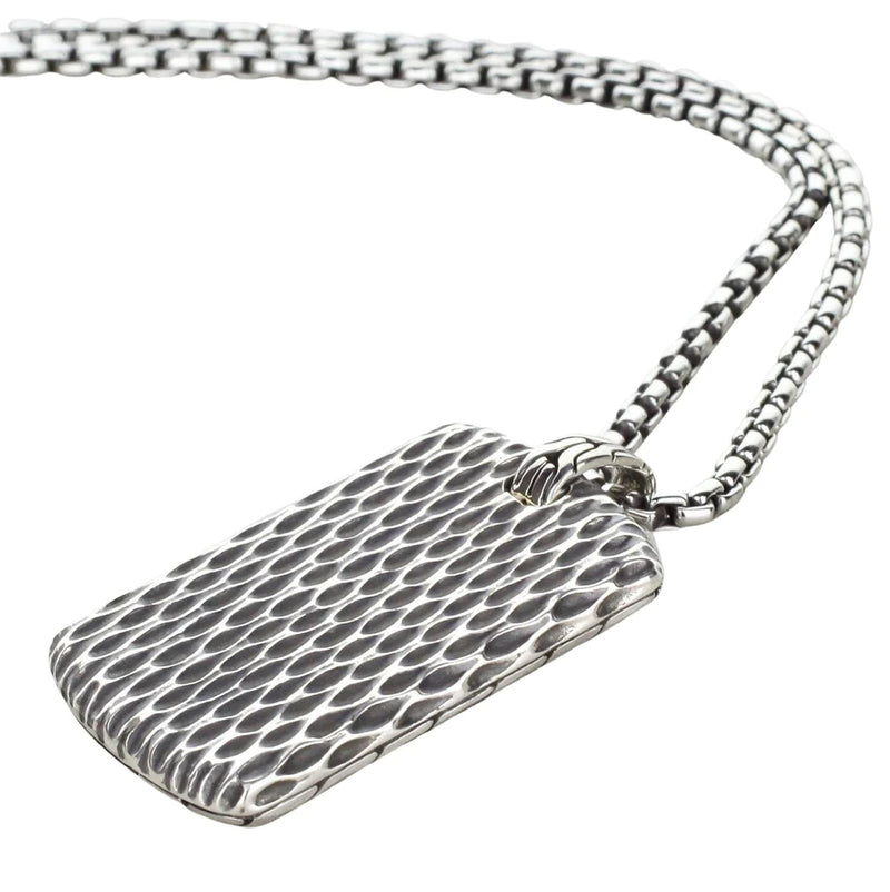 New John Hardy Two-Sided Dog Tag Pendant And Chain