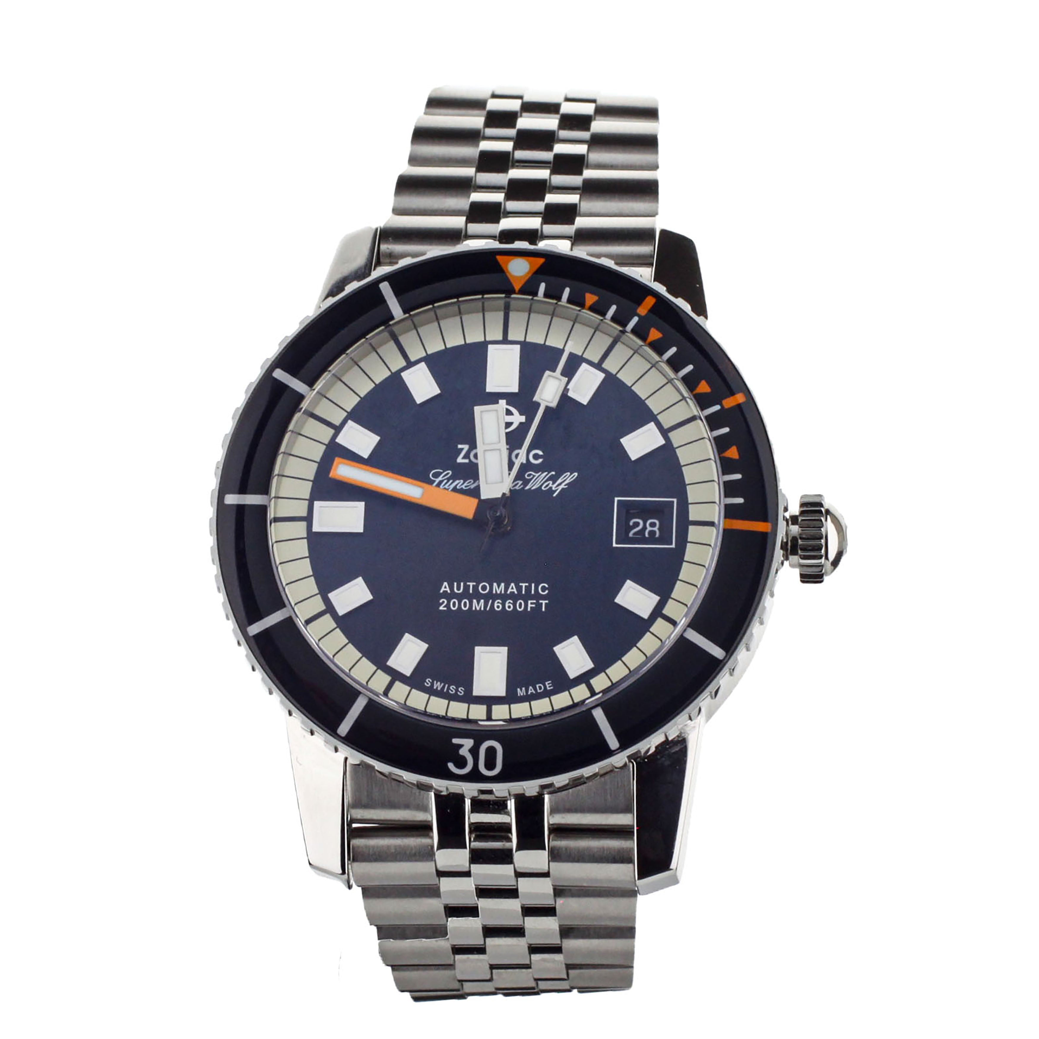 ZODIAC SUPER SEA WOLF STAINLESS STEEL BLUE DIAL ON BRACELET 40MM ZO926