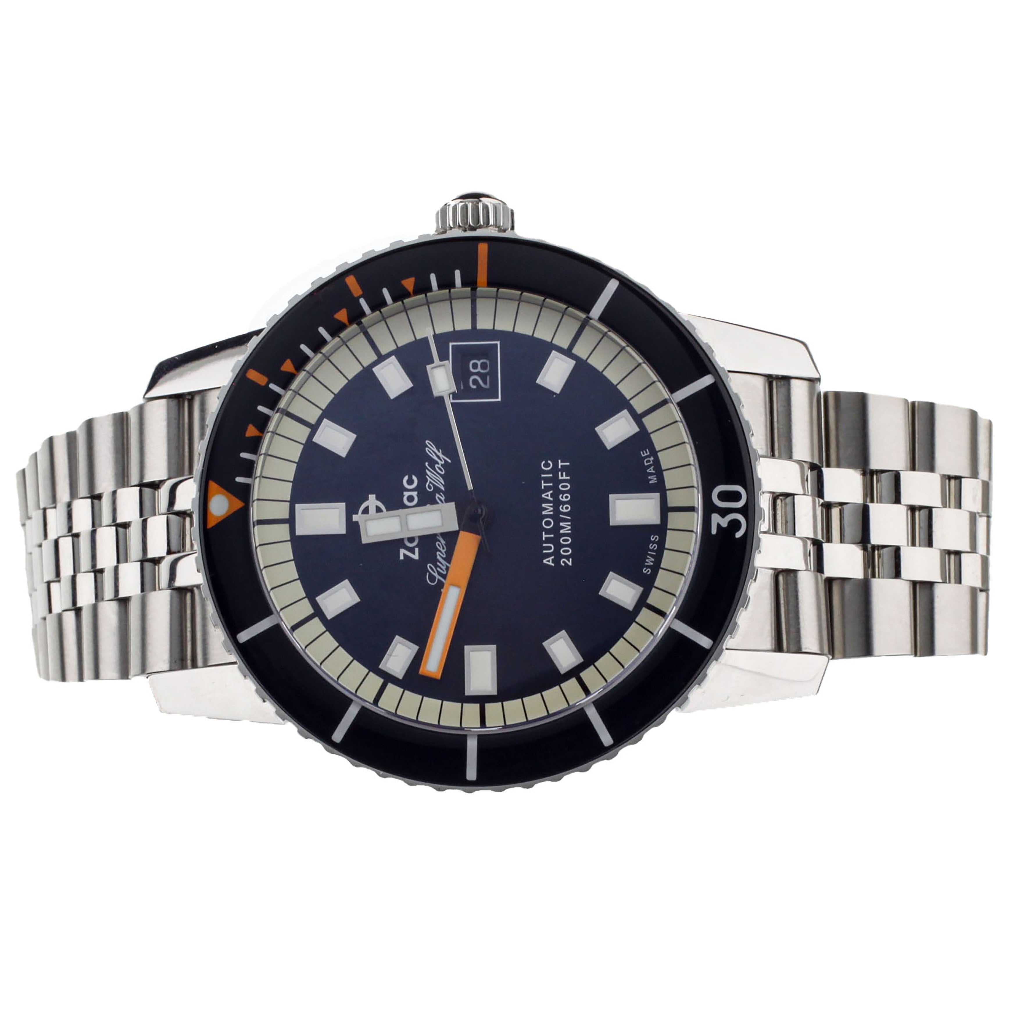 ZODIAC SUPER SEA WOLF STAINLESS STEEL BLUE DIAL ON BRACELET 40MM ZO9266