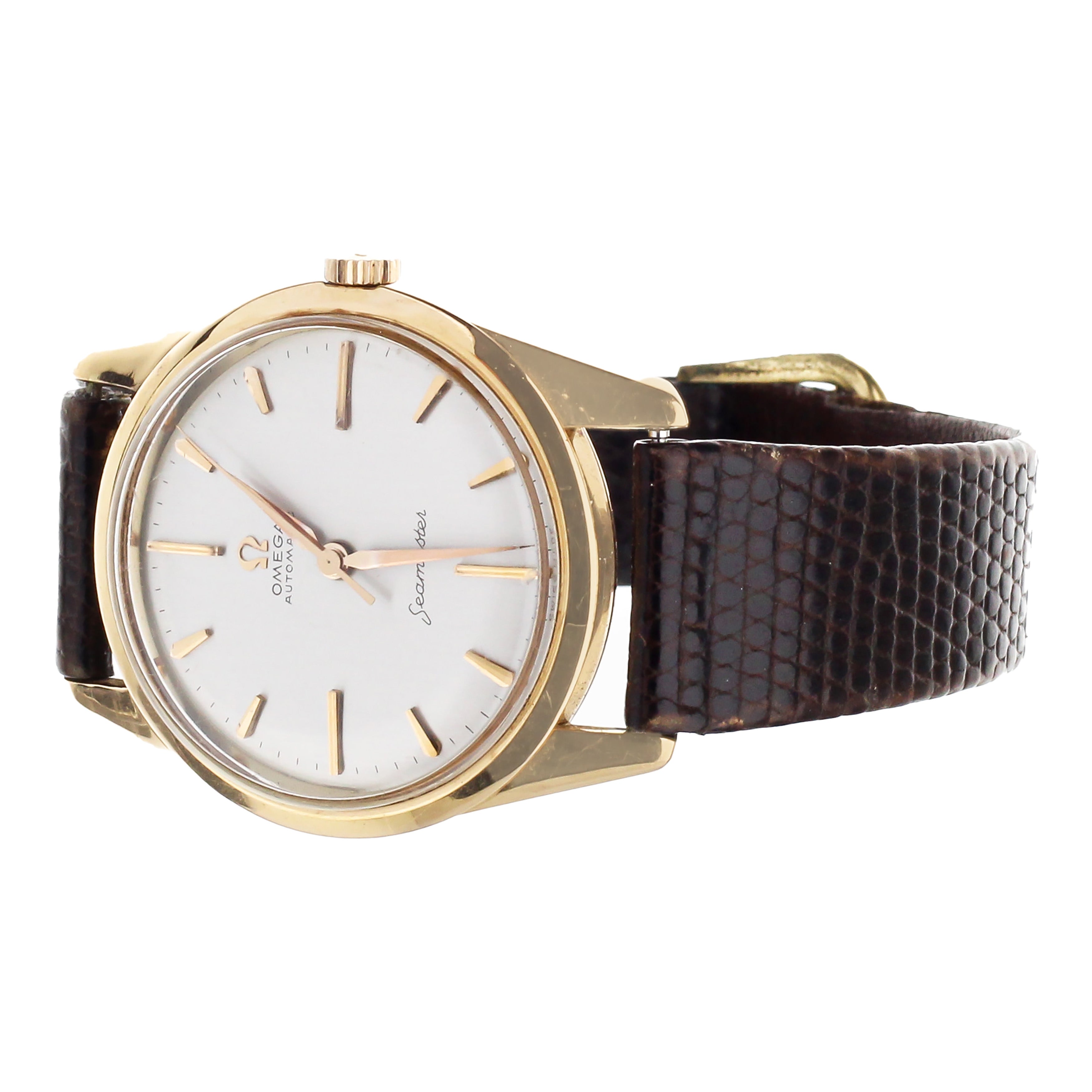 OMEGA SEAMASTER AUToMATIC 147.004 35MM YELLOW GOLD CASE LEATHER STRAP
