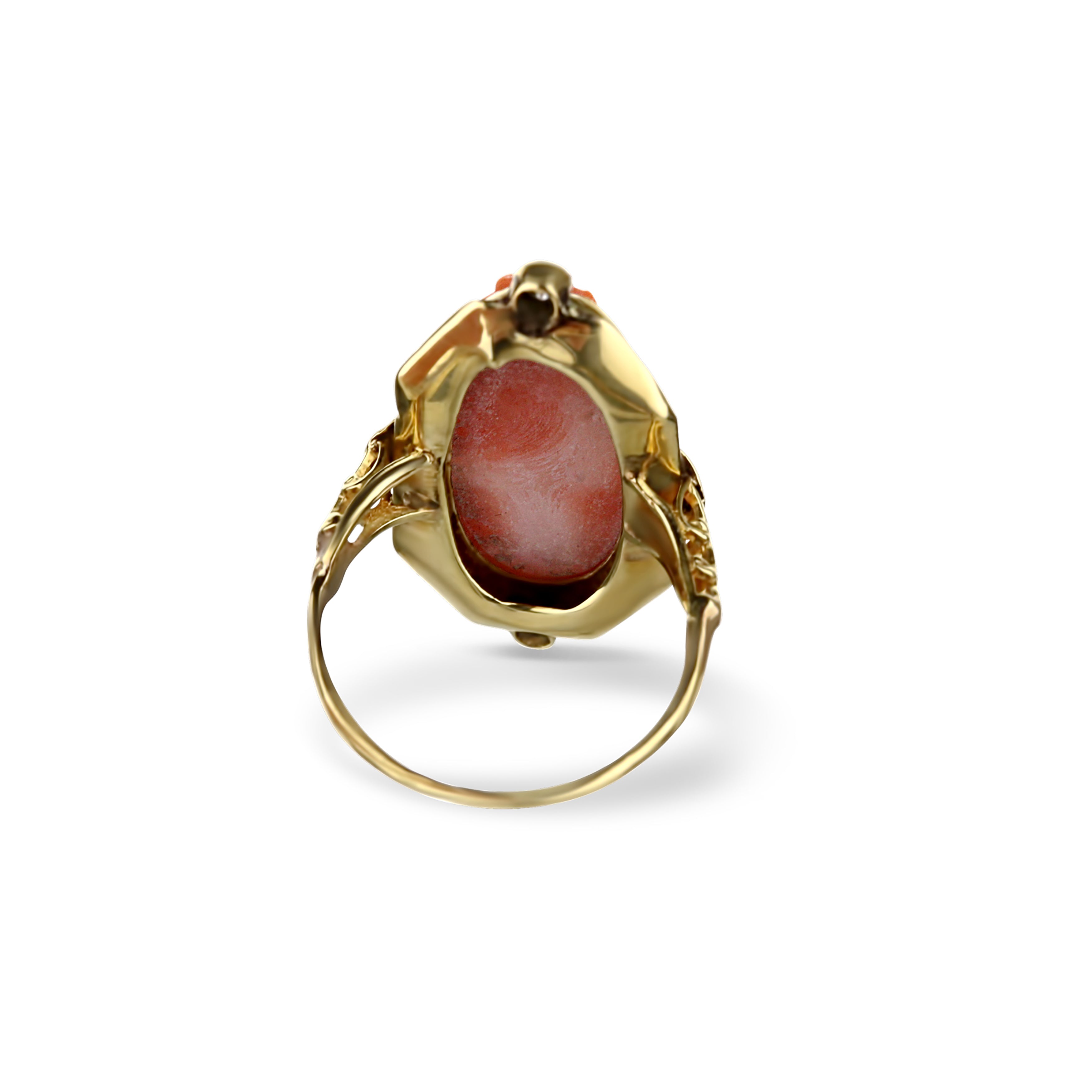 14k Yellow Gold Oval Cameo Ring With Diamonds