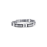 14K White Gold Men'S White And Black Diamond Link Bracelet