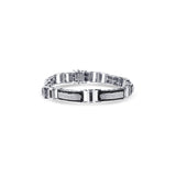 14K White Gold Men'S White And Black Diamond Link Bracelet