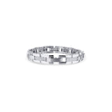 14K White Gold Men'S White Diamond Link Bracelet